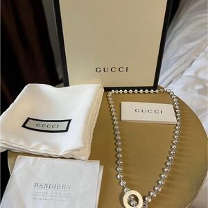 Gucci Silver Beaded Necklace